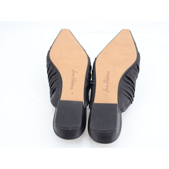 Sam Edelman Julia Pump Mule Size 7M Black Leather Ruched Pointed Flat - Picture 11 of 11